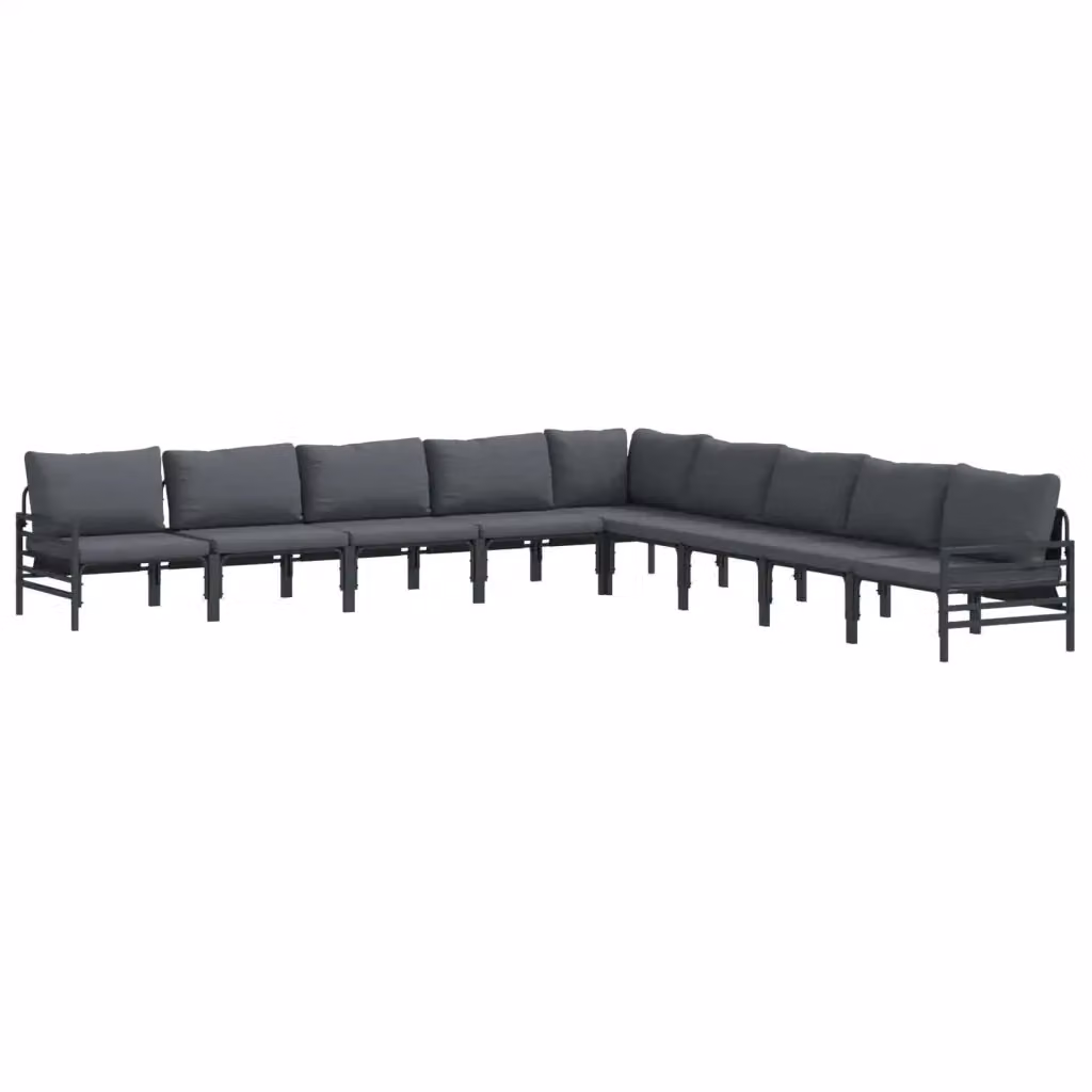 Set Divano da Giardino 9 pz vidaXL con Struttura in Acciaio Verniciato a Polvere e Cuscini Antracite e Nero – 2