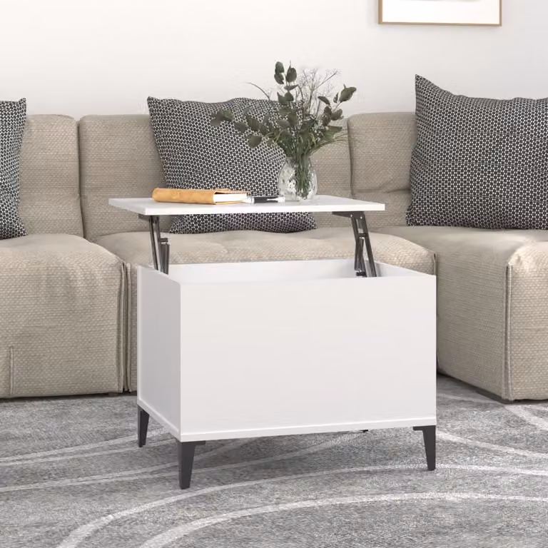 Tavolino The Living Store bianco 60x44,5x45 cm in materiale ligneo