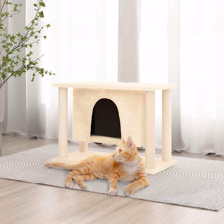 vidaXL Albero per Gatti con Tiragraffi in Sisal Beige Altezza: 50 cm