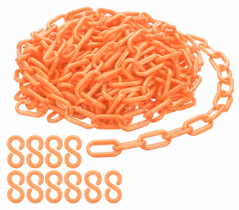 Catena in plastica arancione, lunghezza 30 metri, dimensioni 35 x 20 x 6 mm, ideale per delimitare aree e guidare il flusso di persone