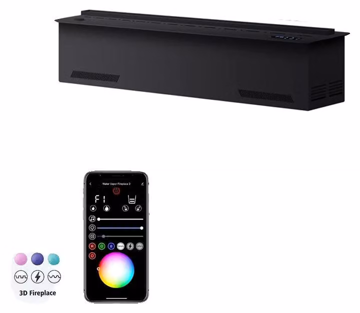 Camino elettrico da interno, tecnologia a nebbia d'acqua, illuminazione a LED, 800 mm (31,50 pollici), allacciamento alla rete idrica domestica