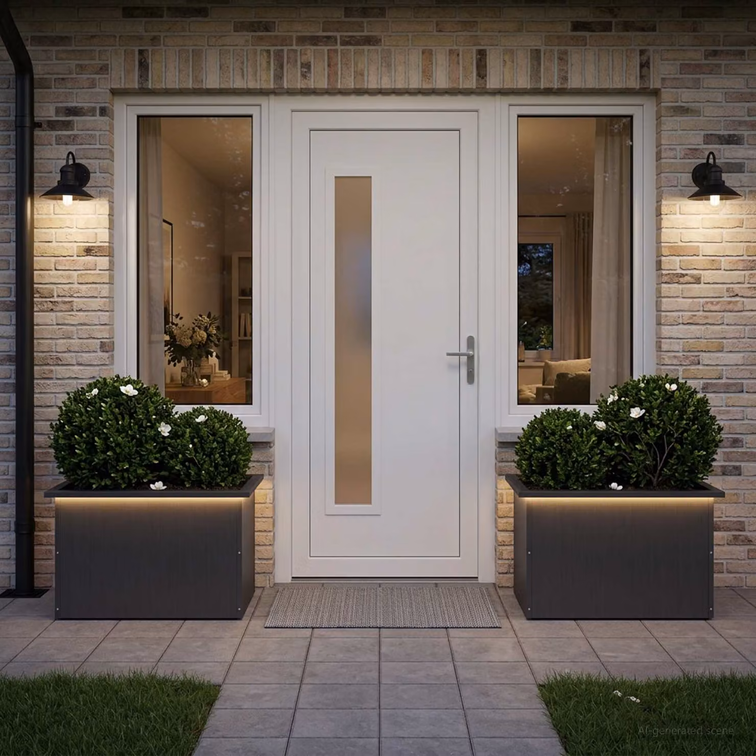 Set di 2 fioriere da giardino con LED vidaXL in acciaio nero L 60 x P 40 x H 40 cm