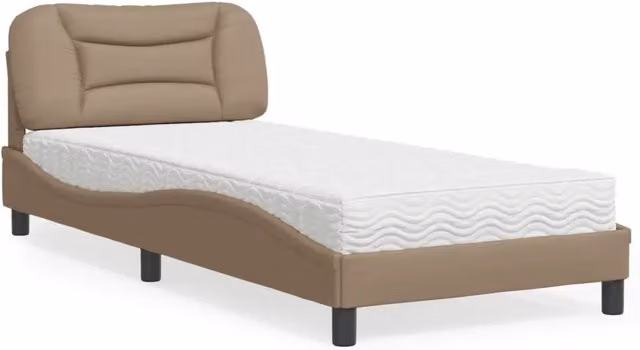 Letto con Materasso Hvar Cappuccino 90x200 cm in Similpelle 3208700
