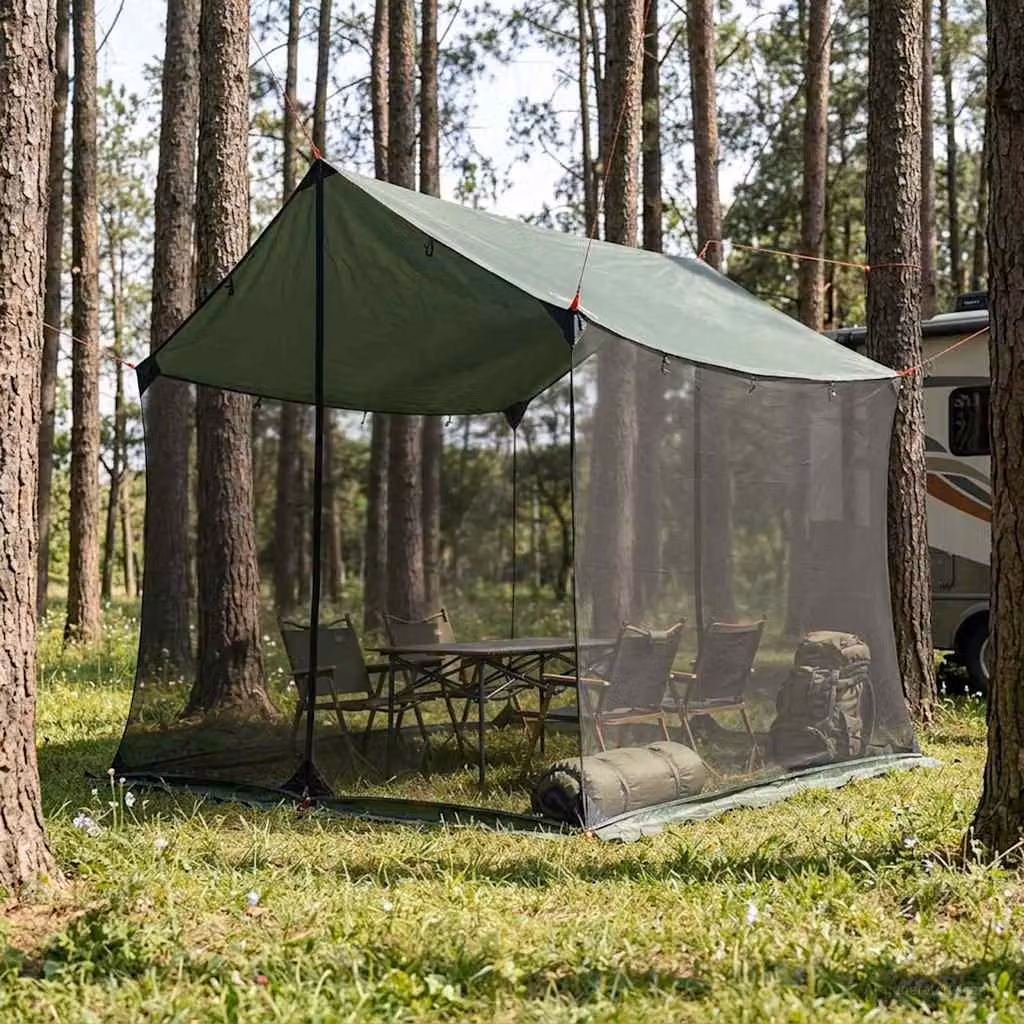vidaXL Telo da campeggio con pareti in rete Verde militare L/P/H: 270 x 210 x 210 cm