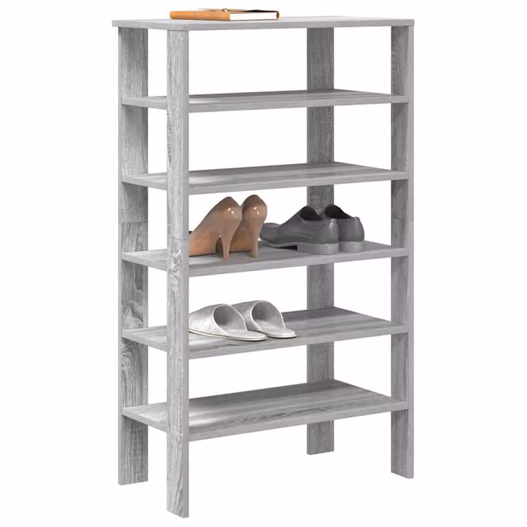 Scarpiera da parete vidaXL Grigio in MDF con ripiani piatti L: 61 cm, P: 32 cm, H: 105 cm