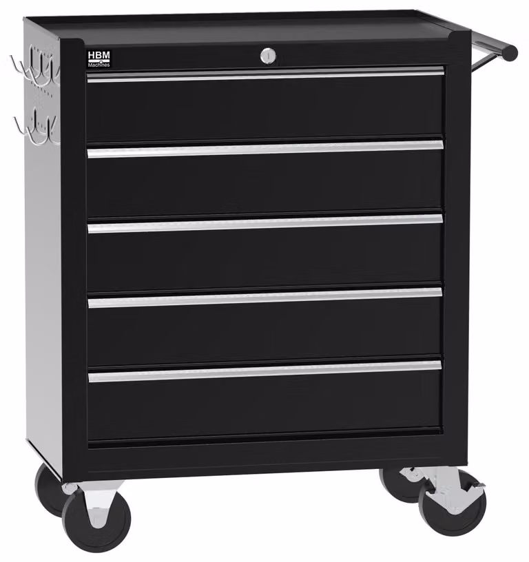 Carrello portautensili HBM 5 cassetti, 62 cm, nero