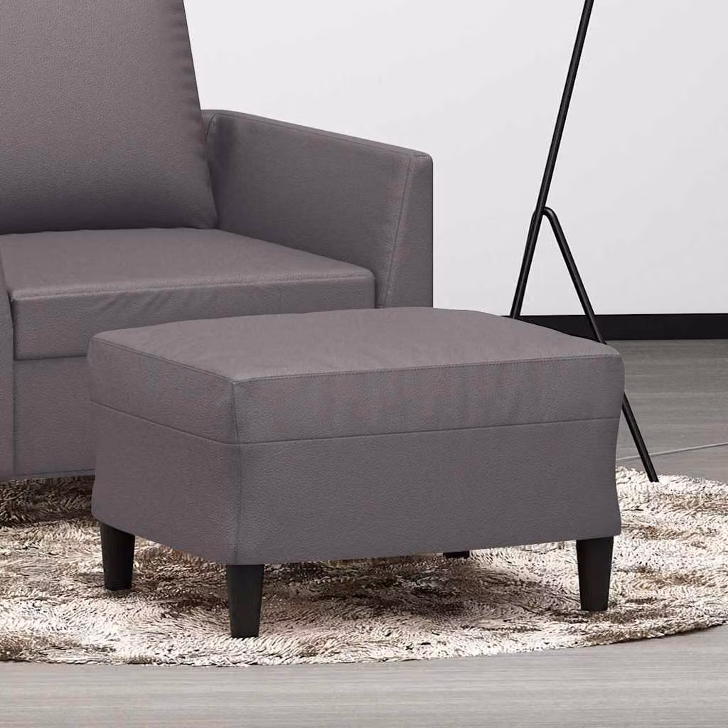Poggiapiedi vidaXL in similpelle grigio, L: 60 cm, P: 50 cm, H: 41 cm
