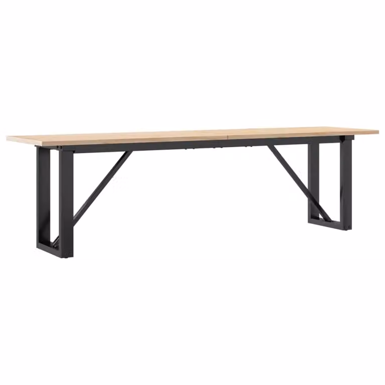 Tavolino Salotto Telaio a O 160x40x45cm Legno Pino e Acciaio