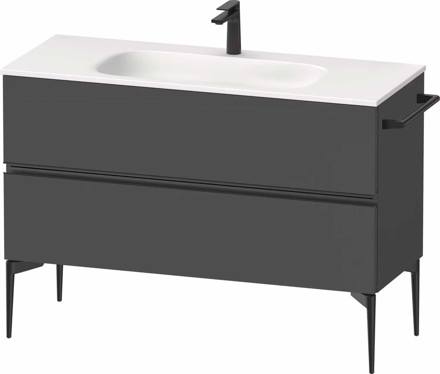 Duravit Sivida Meuble sous-lavabo, 2 tiroirs, poignée encastrée noir diamant mat, 1210x477x592mm, pour Sivida, SV46530BD490000, SV46530BD490000