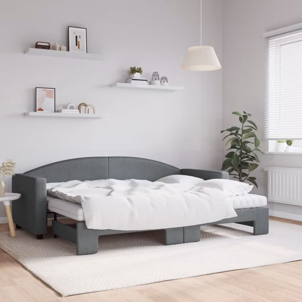 Maison Exclusive - Divano letto estraibile con materasso grigio scuro 80x200 cm in tessuto