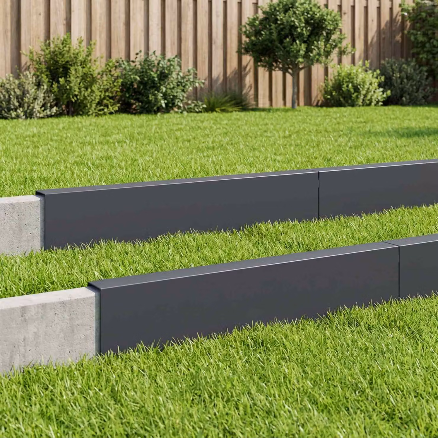 Set di 10 profili di copertura per giardino vidaXL in acciaio color antracite L: 100 cm, P: 6 cm, H: 15 cm