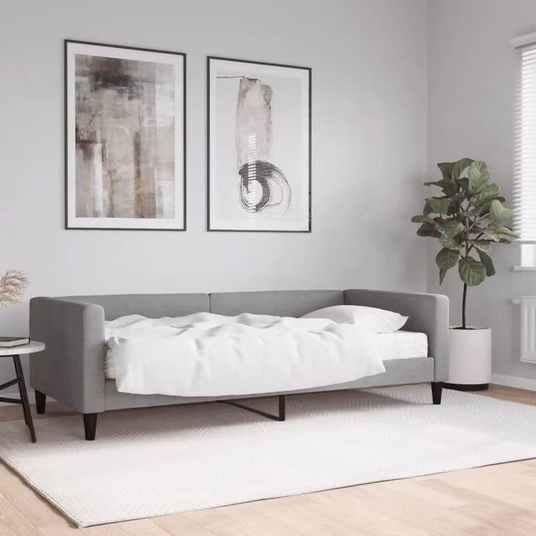 vidaXL Divano Letto Moderno in Tessuto Grigio con Materasso L/P/H: 90 x 190 cm