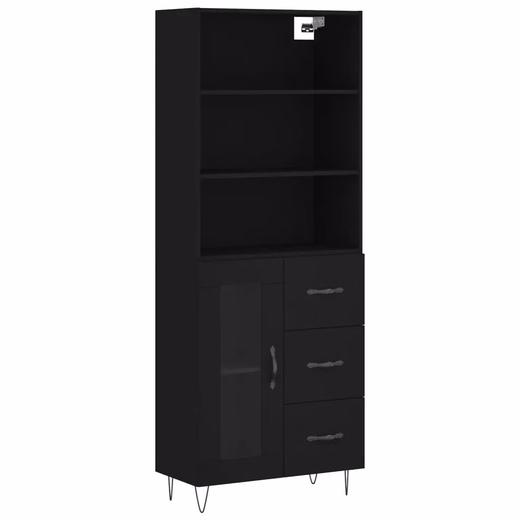 Credenza moderna nera vidaXL con ante a battente e ripiani interni L: 69,5 cm, P: 34 cm, H: 180 cm – 2