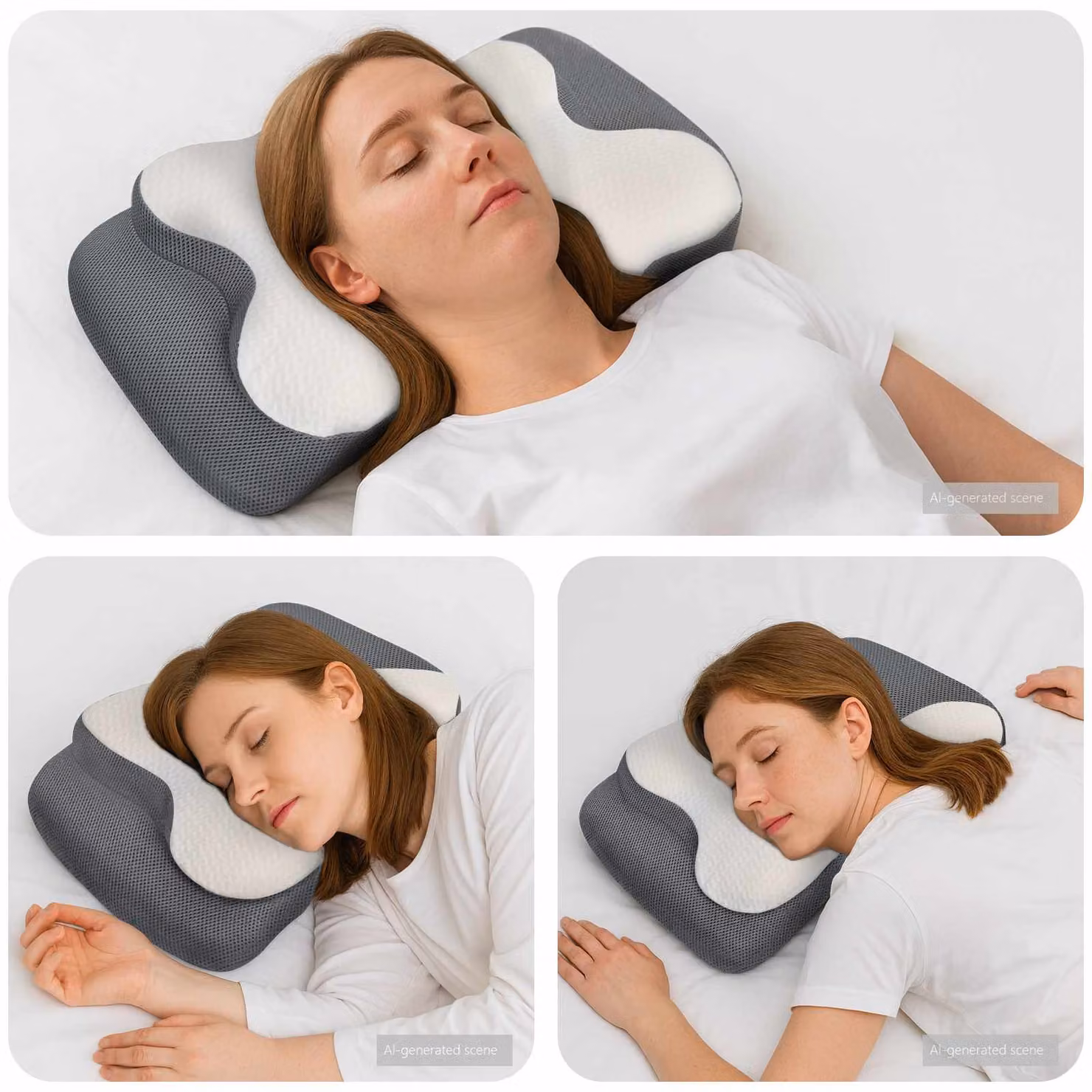 Cuscino cervicale vidaXL in memory foam bianco con rivestimento rimovibile e traspirante L 58 cm x P 37,5 cm x H 12 cm