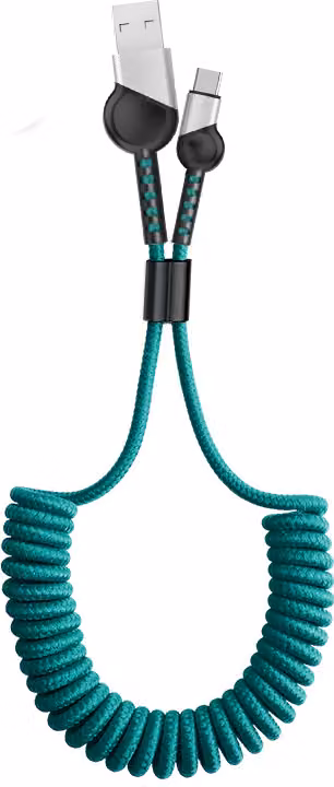 Cavo Usb primavera 2a 3 in 1 allungato Telefono cellulare ricarica veloce dati Tipo-C Verde scuro