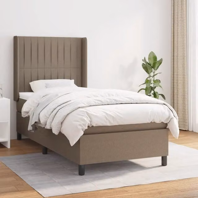 Letto Ibrido vidaXL con Struttura in Legno e Materasso a Molle Beige e Bianco L/P/H: 80 x 200 x 40 cm