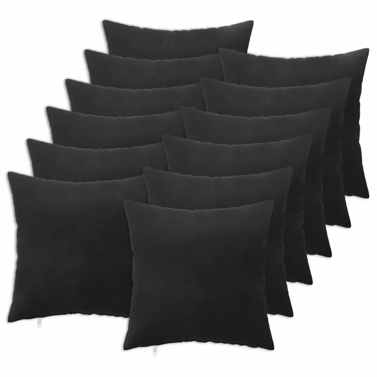 Set di 12 cuscini quadrati HEERLEN vidaXL in velluto nero con fodera lavabile L/P/H: 50 x 50 x 50 cm
