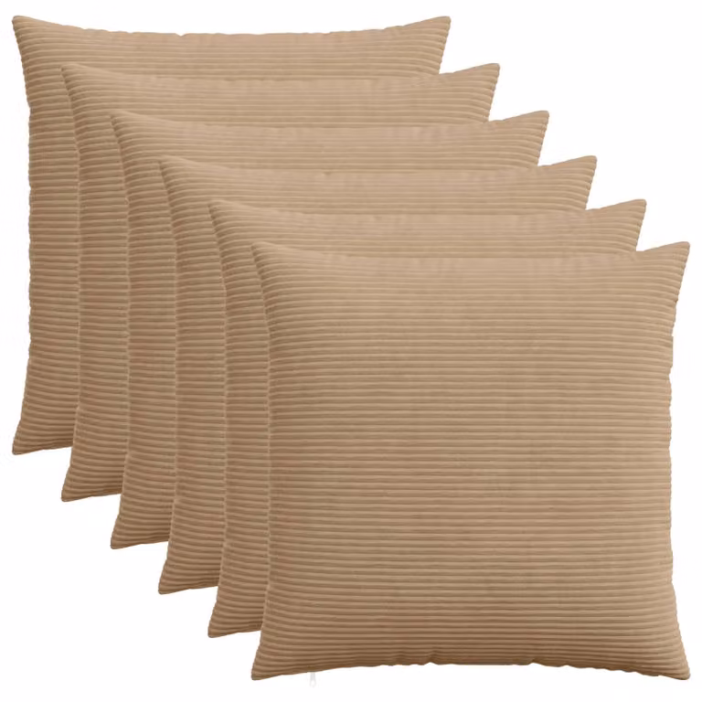 Set di 6 federe vidaXL HEERLEN in velluto a coste marrone, L/P: 70 x 70 cm