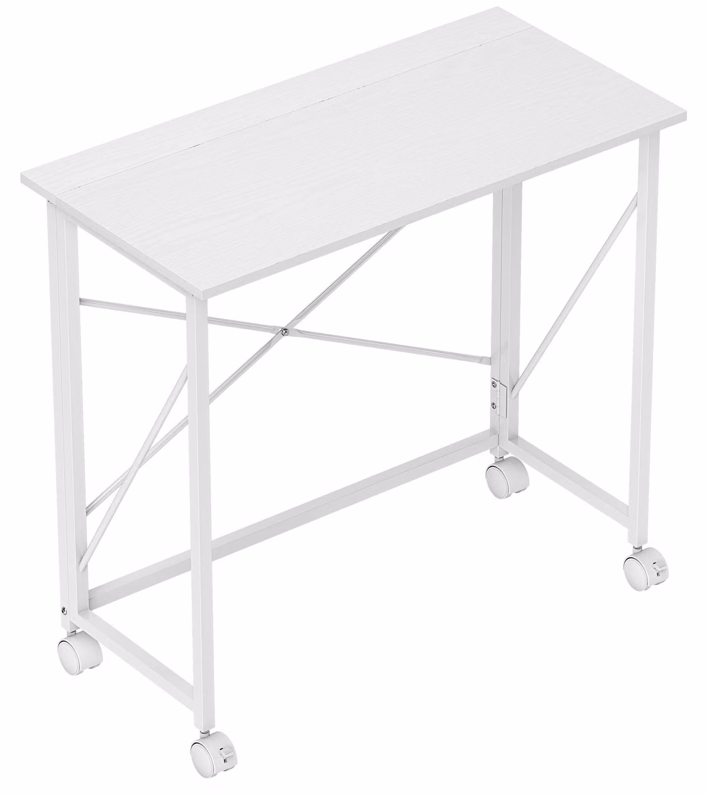 Scrivania pieghevole su ruote, con struttura in acciaio | Colore: Bianco | Dimensioni: 80x40x75 cm