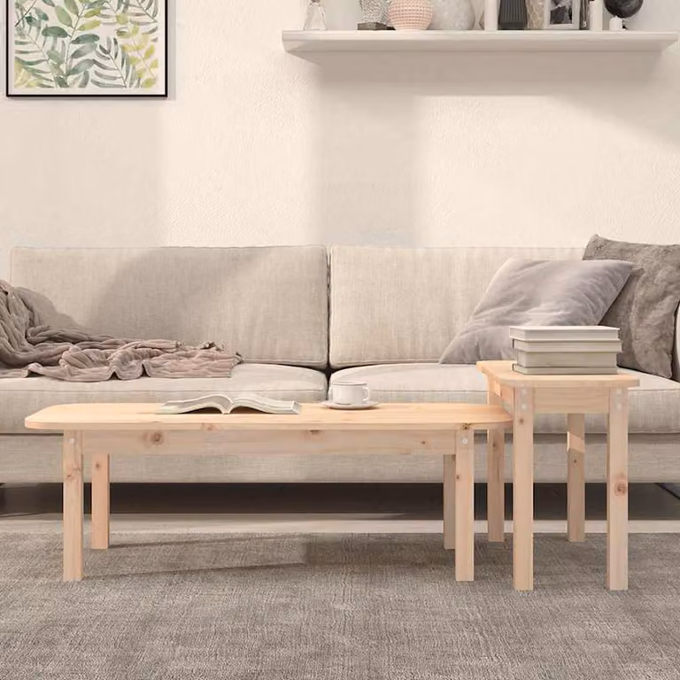 vidaXL Set Tavolini da Salotto 2 pz in Legno Massello di Pino