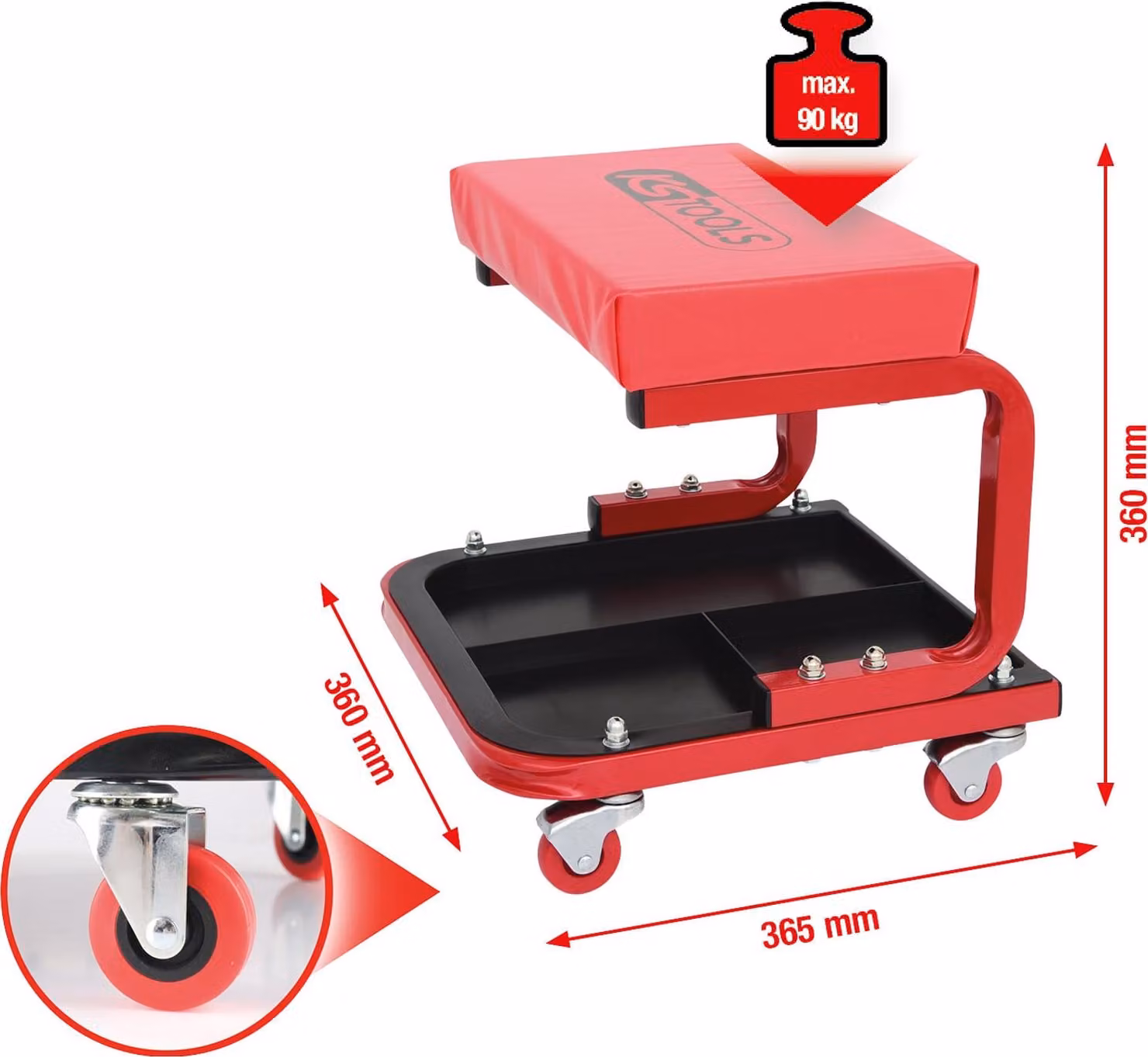 KS TOOLS Sgabello mobile L 365 x L 360 x H 360 mm - 500.8020