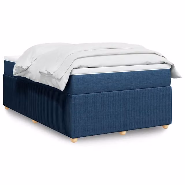 Letto Ibrido con Materasso a Molle vidaXL in Legno di Pino e Tessuto, Blu e Bianco, L/P: 120 x 200 cm