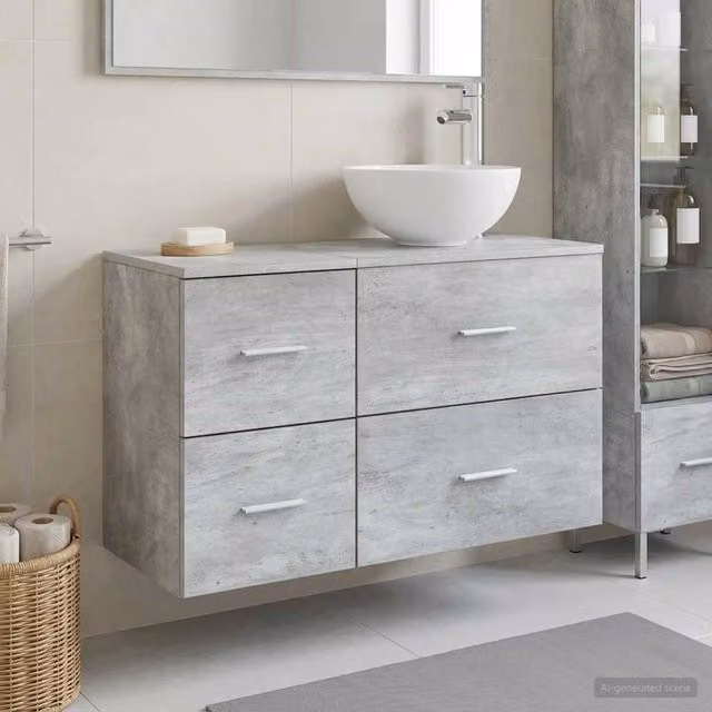 Set di mobili per il bagno 2 pz Grigio Cemento 3403947
