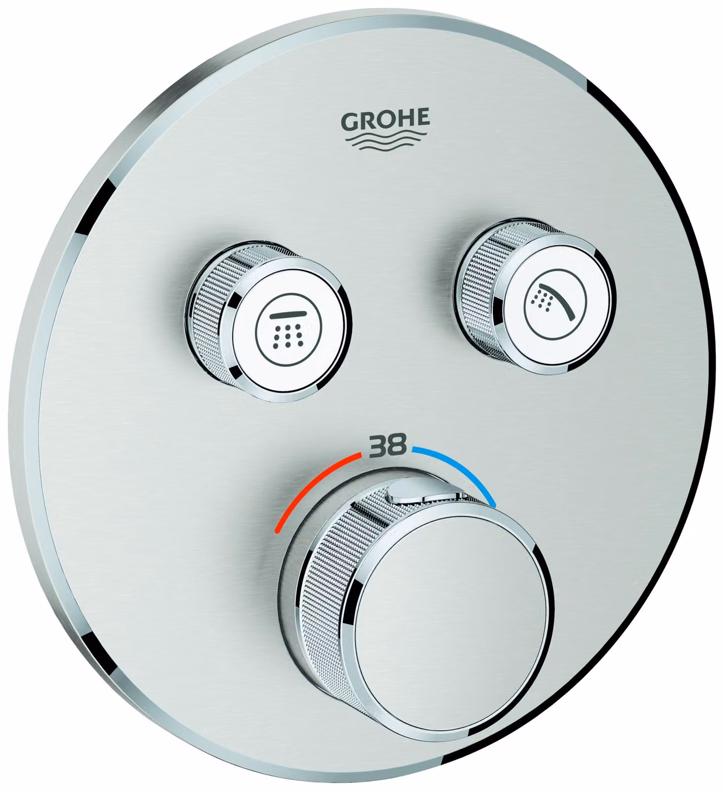 Thermostat Grohe Grohtherm SmartControl avec deux vannes darrêt, rosace murale ronde, 29119DC0, 29119DC0
