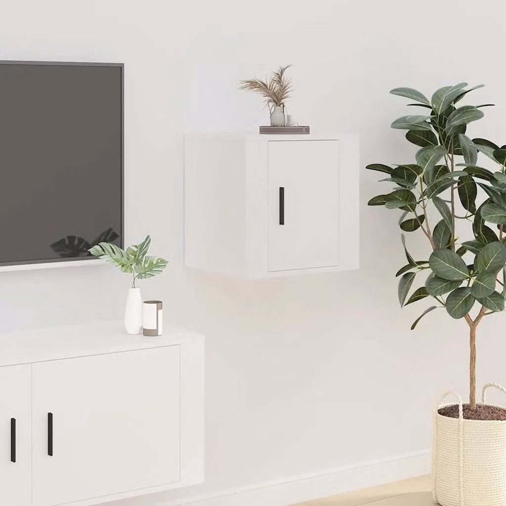 vidaXL Mobile Porta TV a Parete Bianco in Legno e MDF L: 40 cm, P: 34,5 cm, H: 40 cm