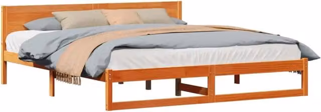 Letto matrimoniale | Letto per adulti | Struttura del letto Marrone cerato 180 x 200 cm Pino massello