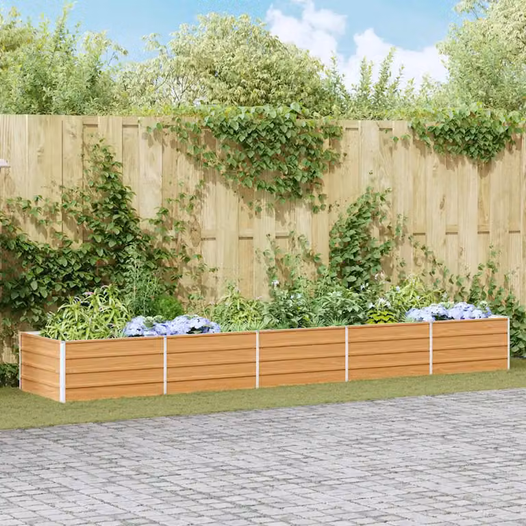 Letto rialzato da giardino vidaXL in acciaio zincato marrone L: 400 cm, P: 80 cm, H: 45 cm