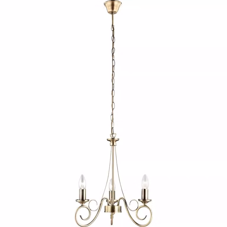 Globo Lighting lampada a sospensione in metallo ottone antico, cavo PVC nero, ø: 400mm, H: 1300mm, escl. 3x E14 40W 230V