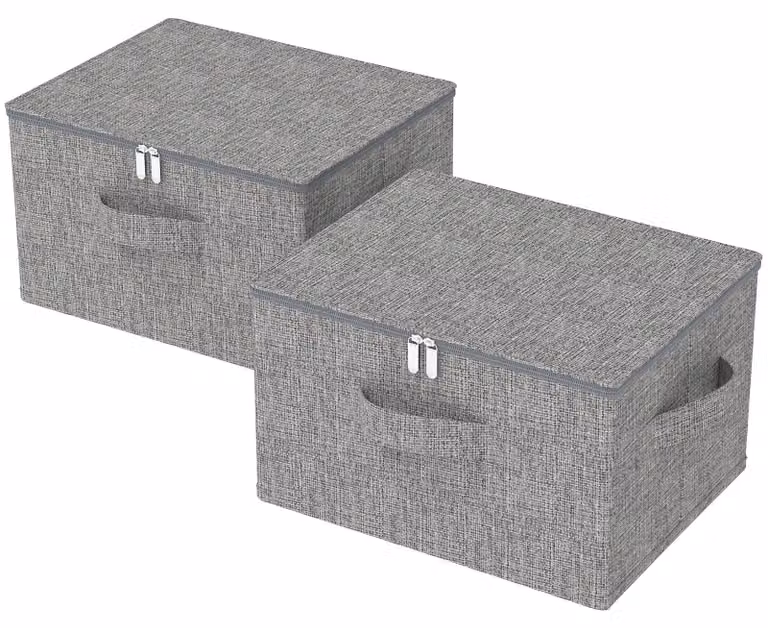 Set di 2 contenitori pieghevoli con coperchio, dimensioni 50 x 40 x 30 cm