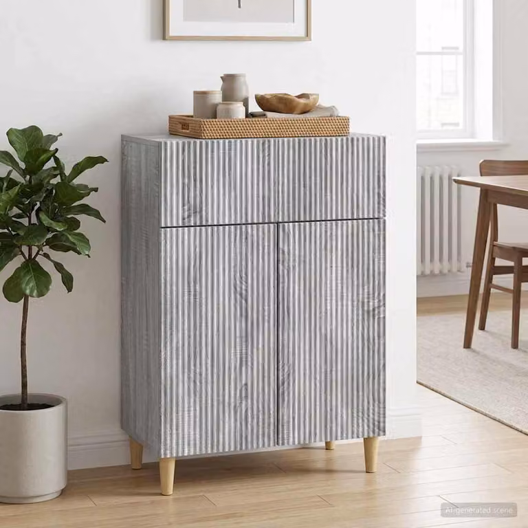 Credenza moderna vidaXL in legno ingegnerizzato grigio Sonoma, L: 66 cm, P: 34,5 cm, H: 90 cm
