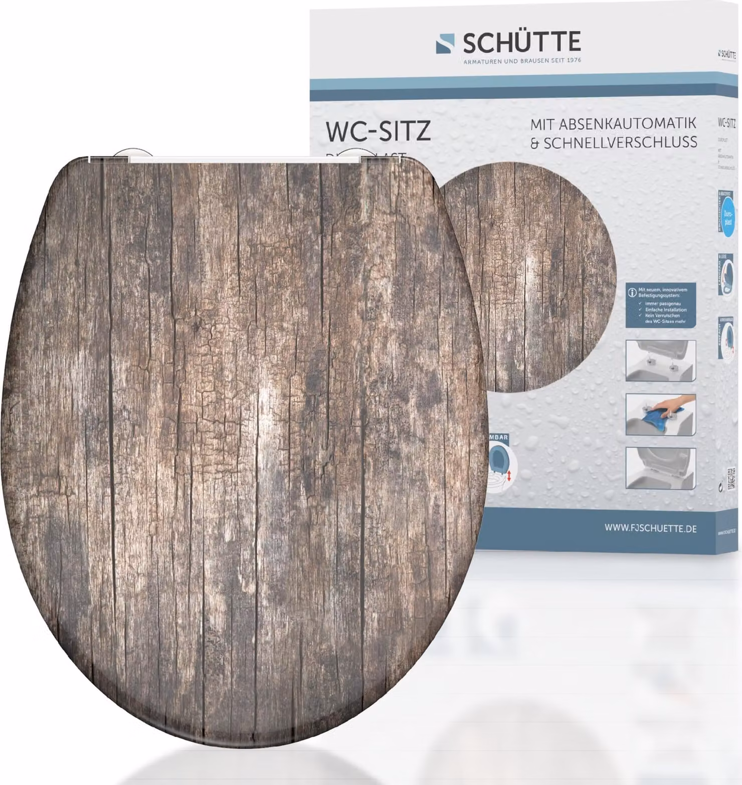 SCHÜTTE Sedile per WC OLD WOOD, Sedile per WC in Duroplast con chiusura morbida e sgancio rapido, Sedile per WC, Sedile per WC