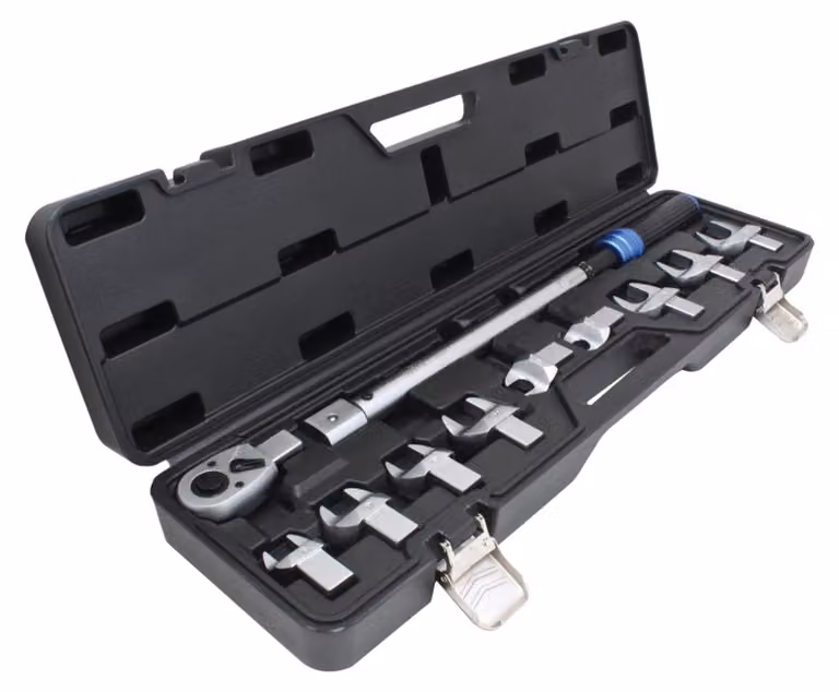 Set-kit chiavi dinamometriche regolabili da 40 a 220 Nm per tubi freno e carburante,con estremità aperta e testa intercambiabile a cricchetto da 1/2"