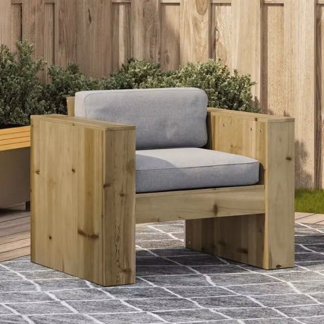 Divano da giardino vidaXL in legno di pino color grigio L: 79 cm, P: 60 cm, H: 62 cm