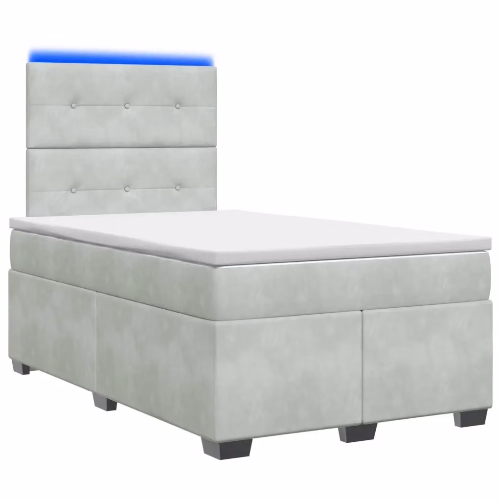 Letto box spring con materasso vidaXL in tessuto grigio con base a sollevamento, illuminazione sottostante e porta USB, L/P: 120 x 200 cm – 2