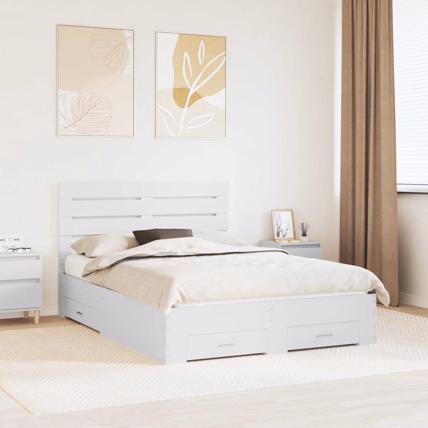 vidaXL Struttura del letto Bianco 140 x 200 cm Legno ingegnerizzato