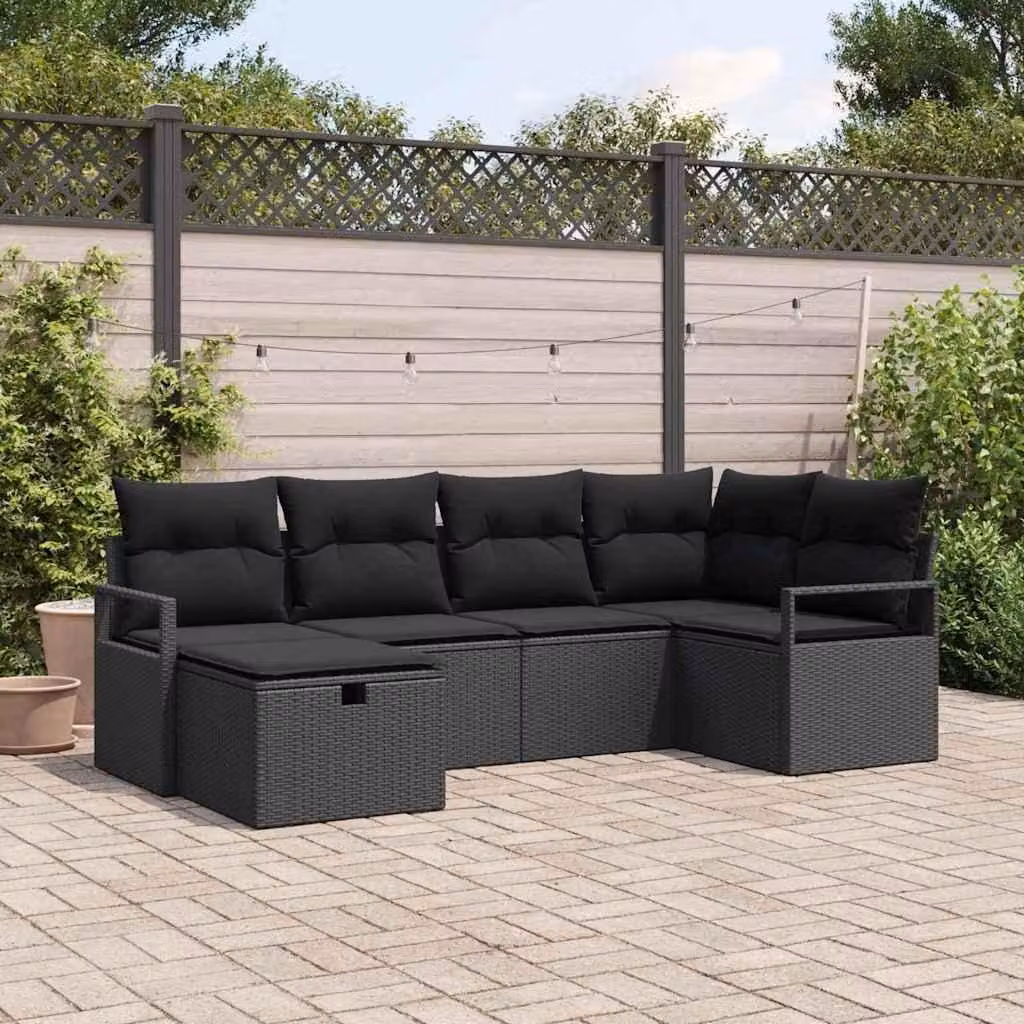 Maison Exclusive - Set da giardino composto da 6 pezzi, divano in rattan sintetico nero