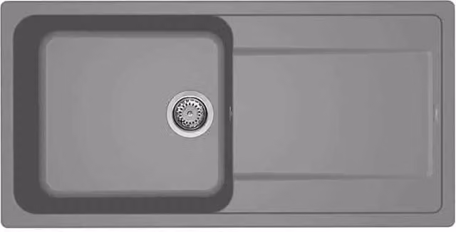 Lavello da incasso Elleci Life 480 con una vasca in Granitek Grigio Titanium L 100 cm x P 50 cm