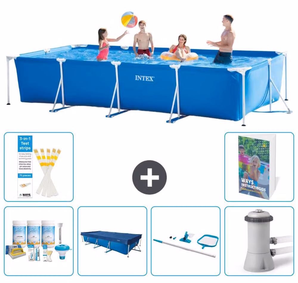 Piscina fuori terra rettangolare - 450x220x84 cm - 5 pezzi - Modello S162