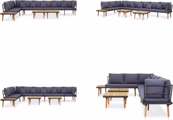vidaXL Set salotto da giardino 8 pezzi con cuscini in legno massiccio di acacia - Set salotto da giardino - Set salotto da giardino in legno - Set salotto da giardino in legno