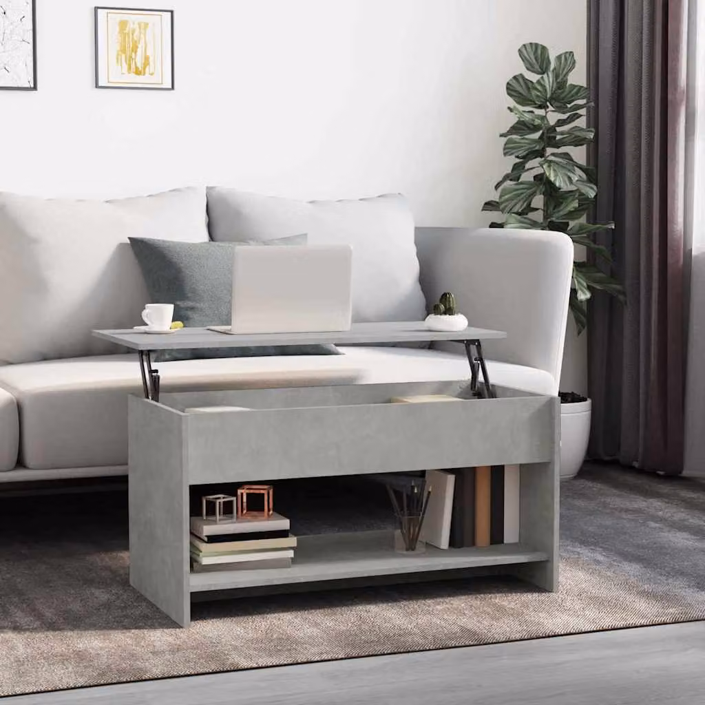 vidaXL Tavolino da salotto moderno in legno e composito, colore grigio, L 102 cm x P 50 cm x H 52,5 cm
