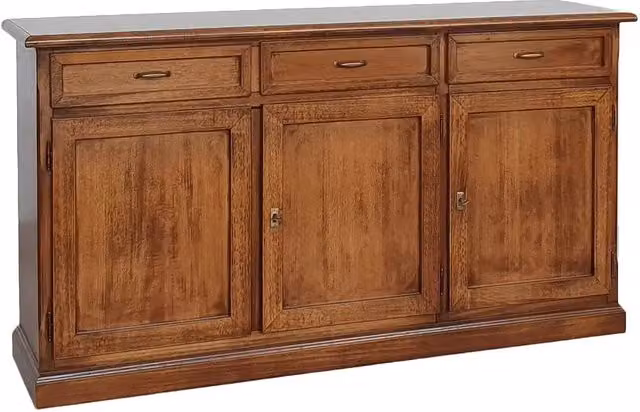Madia credenza stile arte povera con 3 porte e 3 cassetti in noce bassano Mobili 2G L: 156 cm, P: 42 cm, H: 85 cm – 4