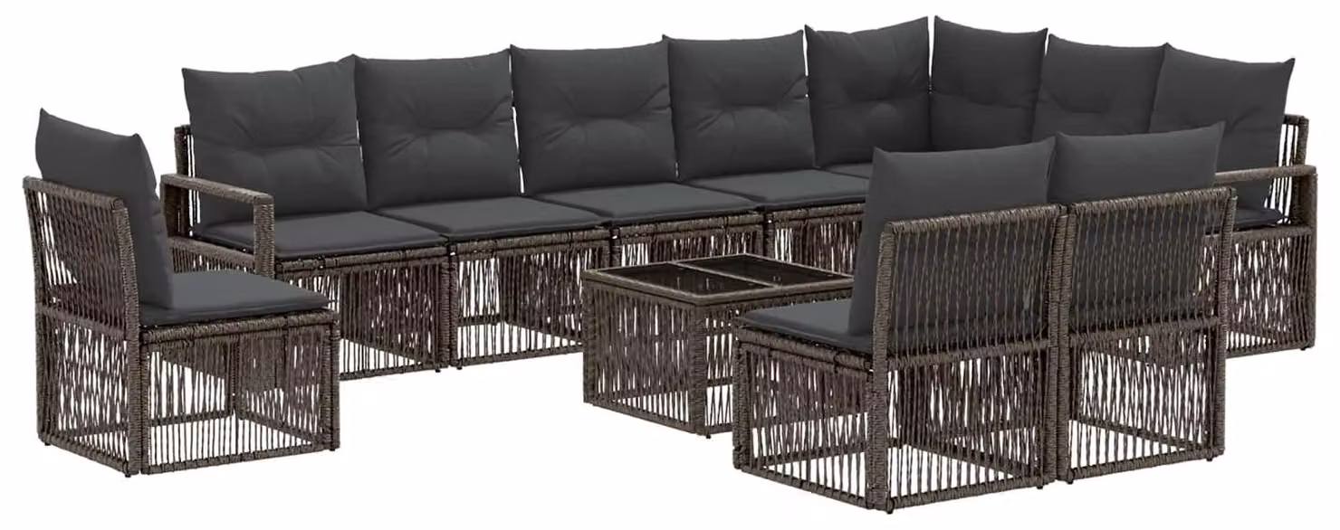 Set Divano da Giardino 11 pcs Grigio polyrattan