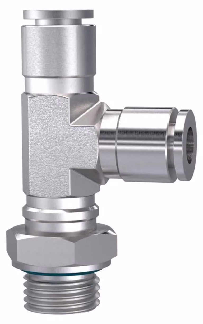 Raccordo a T Riegler push-in, a L, girevole, G 1/4 a., tubo Ø 12, ES