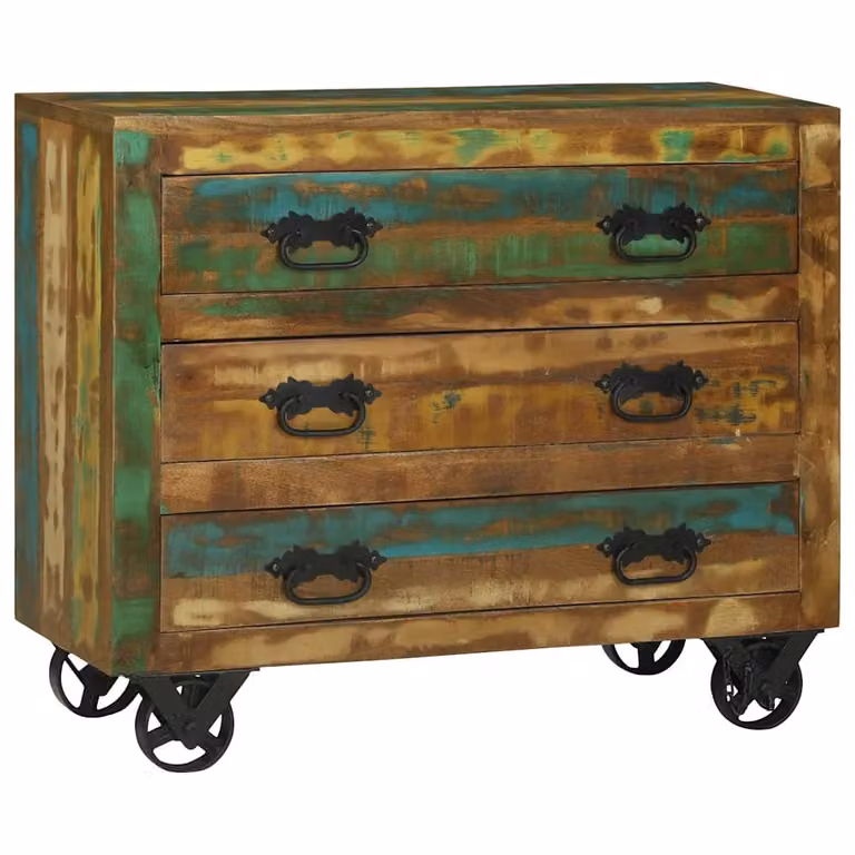 Credenza moderna vidaXL in legno recuperato massello marrone L: 80 cm, P: 30 cm, H: 65 cm