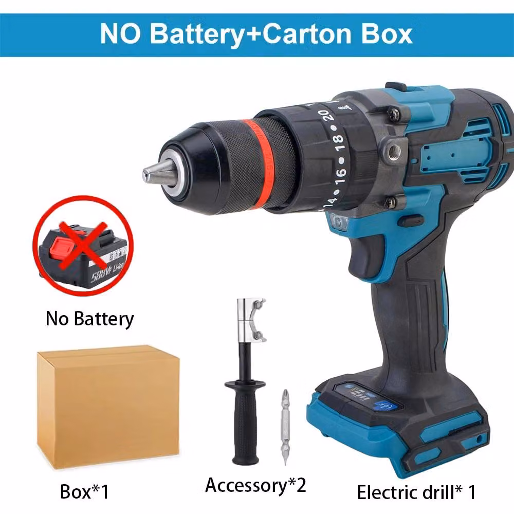 Trapano avvitatore a percussione - Motore brushless - 18 V - Mandrino autoserrante da 13 mm - Coppia di 650 Nm - 20+3 livelli di coppia - Senza batteria e caricabatterie