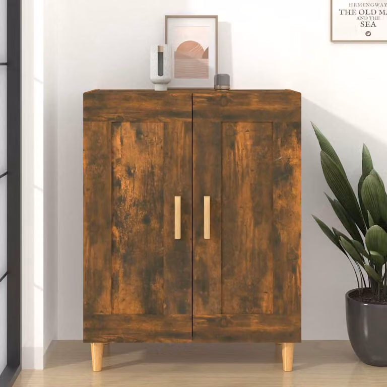 Credenza classica vidaXL in legno color rovere fumo, L: 69,5 cm, P: 34 cm, H: 90 cm